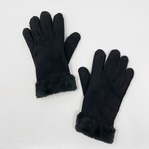 Fownes Faux Fur Faux Suede Leather Gloves Black OS